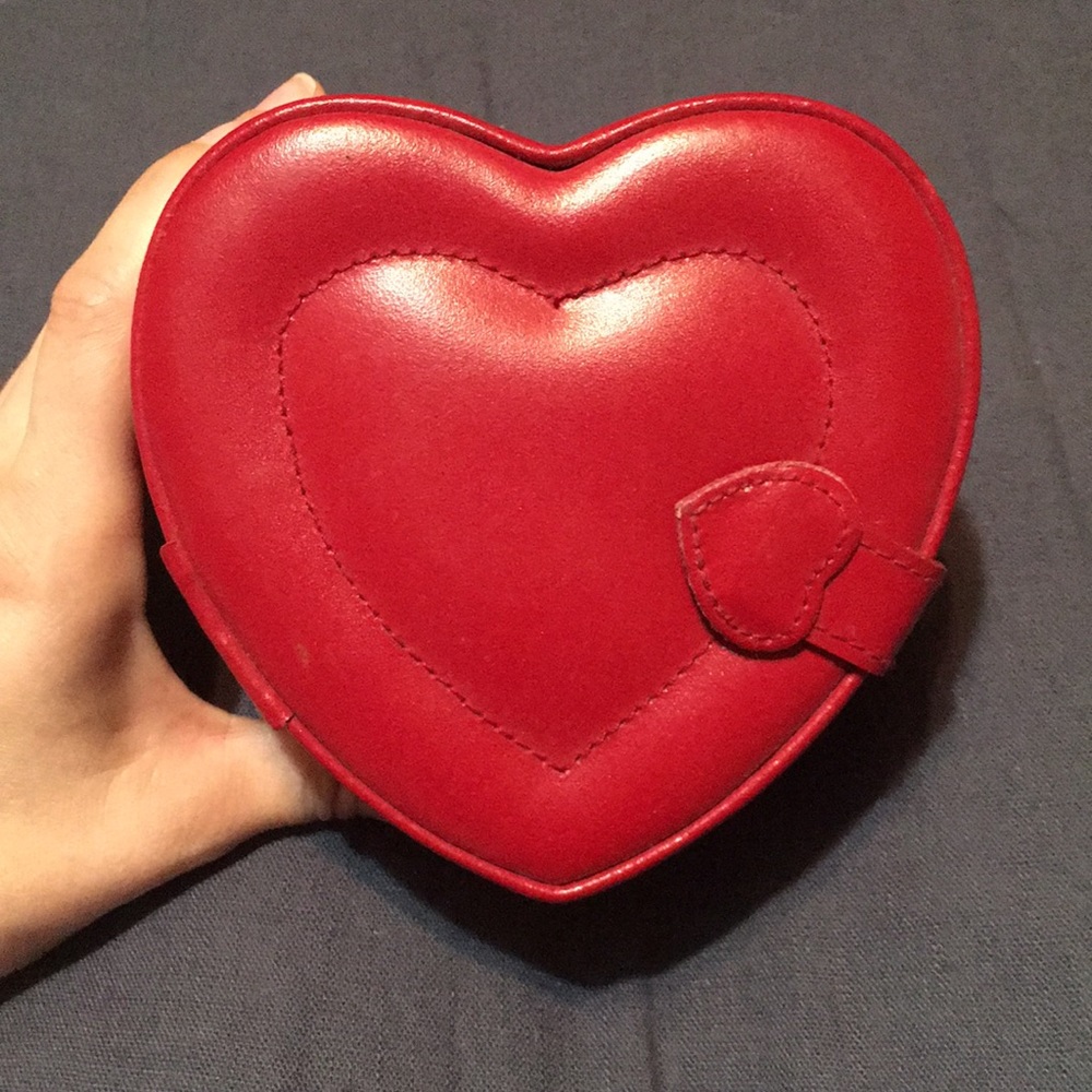 Heart shaped jewelry travel case.